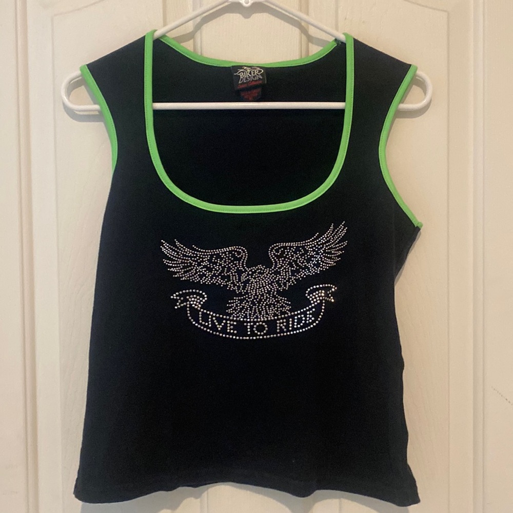 Ladies crop shirt Live to Ride Biker Design XL
